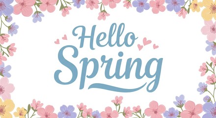 Hello Spring Floral Border Design
