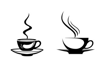 Obraz premium coffee cup silhouette. coffee cup with smoke png.