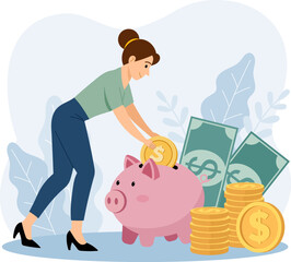 Illustration of Woman Saving Money Smart Financial Strategies for a Secure Future