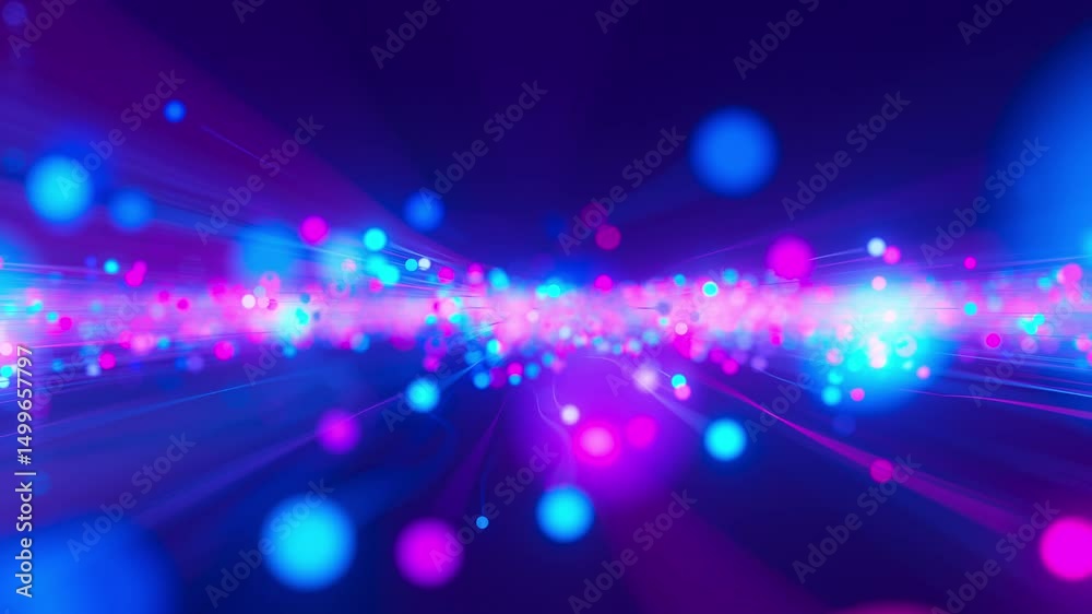 Poster extreme closeup of big data light speed flow. abstract digital data stream of quantum computing. cyb