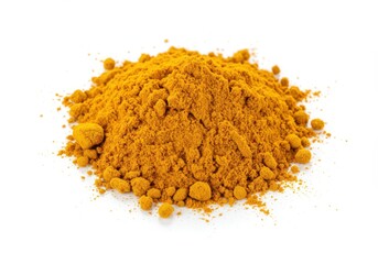 Pile of turmeric powder isolated on white background