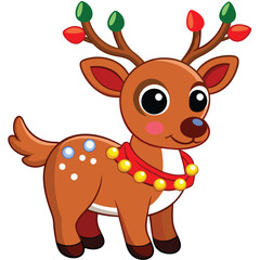 Obraz premium A realistic reindeer with a red nose and antlers