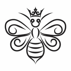 Royal Bee Line Art Vector Logo Design.