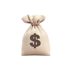 Cartoonstyle money bag with dollar symbol on transparent background isolated graphic for business and financial concepts