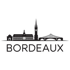 Fototapeta premium Vector Bordeaux skyline. Travel Bordeaux famous landmarks. Business and tourism concept for presentation, banner, web site. Vector black silhouette. with white background