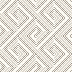 Geometric lines vector seamless pattern. Subtle minimal vector texture with thin quirky stripes, lines, chevron, zigzag. Abstract black and white graphic background. Linear ornament. Trending design