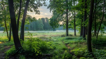 misty morning in the forest