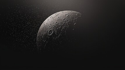 Moon craters with space, and dark background.