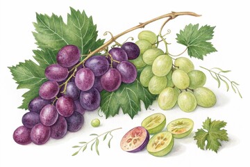 Obraz premium Grapes' Trio: This image showcases the vibrant trio of grapes, offering a visually appealing display. Capturing the essence of freshness and flavor.