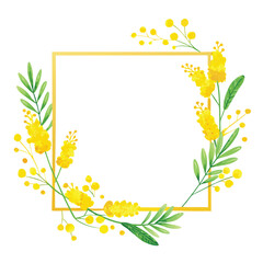 Yellow floral frame design with spring flower illustration