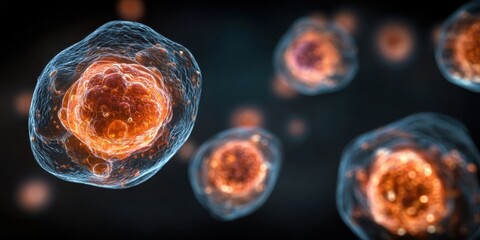 Illustration of Stem Cells Differentiating into Immune Cells Showing Stages of Development