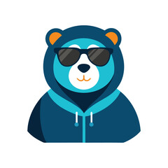 cute bear wearing hoodie and sunglass