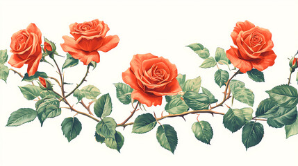 Naklejka premium Ornamental Rose Border Design