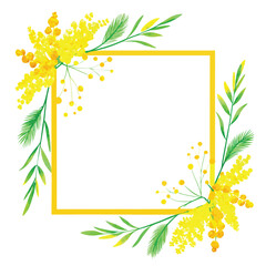 Floral frame illustration with spring flowers and leaf decoration