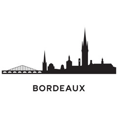 Fototapeta premium Vector Bordeaux skyline. Travel Bordeaux famous landmarks. Business and tourism concept for presentation, banner, web site. Vector black silhouette. with white background