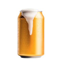 Sleek metallic beer can transparent background studio shot refreshing beverage minimalist design