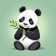 Obraz premium Adorable Panda with Bamboo