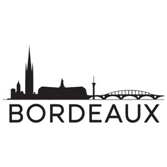 Fototapeta premium Vector Bordeaux skyline. Travel Bordeaux famous landmarks. Business and tourism concept for presentation, banner, web site. Vector black silhouette. with white background