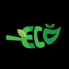 Leaf Typography ECO Logo with Green Theme