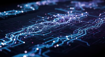 Abstract Digital Network Glowing Circuit Board Texture