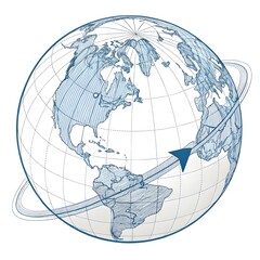 Earth Globe with Orbit Path
