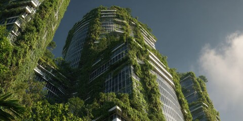 3D Eco-Friendly Skyscraper with Vertical Gardens in Green Architecture