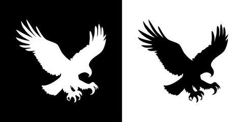 Eagle icon. Animal icon. Land animals. Sea beast. Insect icon. Black icon. Silhouette.
