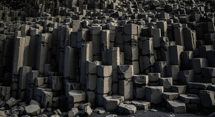 Basalt columns hexagonal rock formations landscape