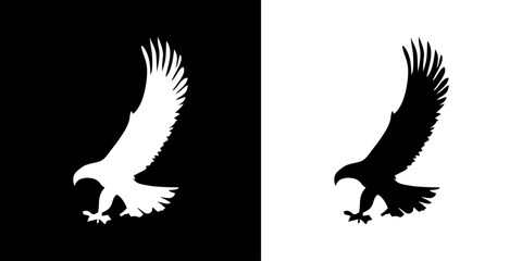 Eagle icon. Animal icon. Land animals. Sea beast. Insect icon. Black icon. Silhouette.
