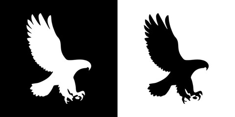 Eagle icon. Animal icon. Land animals. Sea beast. Insect icon. Black icon. Silhouette.

