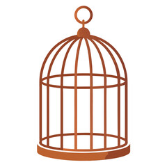 An antique golden metal birdcage, isolated on a white background, symbolizes both trapped confinement and the dream of open freedom