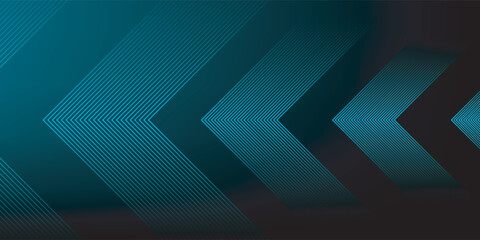 Obraz premium Dark blue abstract background with glowing arrow lines. Modern shiny blue geometric lines design. Technology futuristic concept