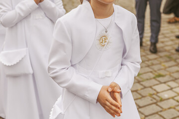 Child on First Communion Day – Sacred Catholic Rite of Passage Marking Spiritual Purity and...