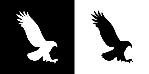 Eagle icon. Animal icon. Land animals. Sea beast. Insect icon. Black icon. Silhouette.
