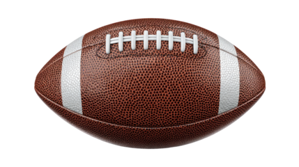 A close-up shot captures the iconic, textured surface and precise stitching of a pristine American football, embodying the spirit of competitive sport.