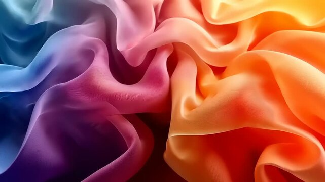 Colorful Abstract Silk Fabric with Wavy Folds for Background or Fashion Design