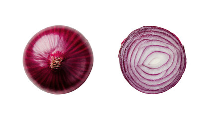 Vibrant Red Onion: A captivating close-up showcases a whole and a sliced red onion, highlighting its vibrant layers, the image of a culinary staple that celebrates the beauty of fresh produce