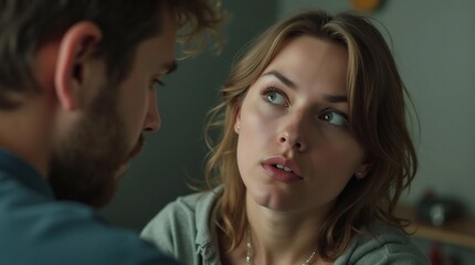 Naklejka premium Man and Woman Engaged in Conversation