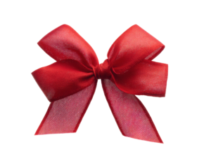 Bright red decorative bow for festive celebrations and gifts on a transparent background, cut out