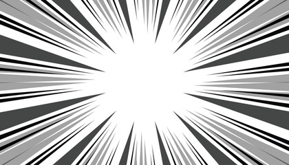 Fototapeta premium Speed ​​lines in frame for manga comic book. Radial movement on white background. Vector concentric textured illustration.