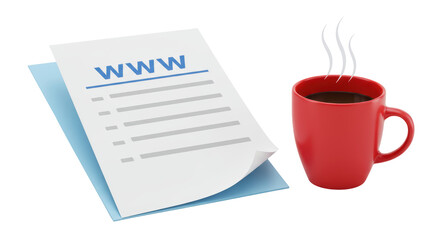Isolated Web Document and Coffee Cup
