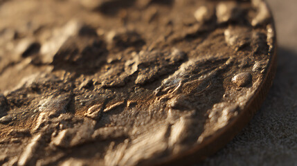 Fototapeta premium Close-up Textural Study of Ancient Pottery Fragment Showing Weathered Surface with Earthy Brown Tones