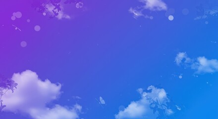 Abstract Blue and Purple Sky Background with Clouds and Bokeh