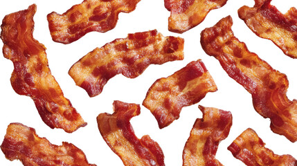 Crispy Bacon Slices: A delectable array of perfectly cooked bacon strips, each boasting a tantalizing texture and rich, savory flavor.