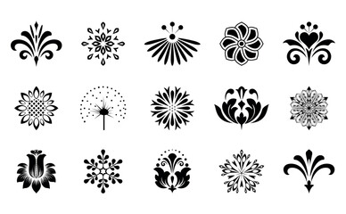 Flower icons set. Isolated elements for design. Vector graphics.