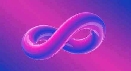 Fototapeta premium Abstract Purple Infinity Loop 3D Render of Glossy Smooth Endless Symbol