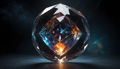 A breathtaking view of a faceted crystal object, showcasing a dazzling display of colors and reflections.