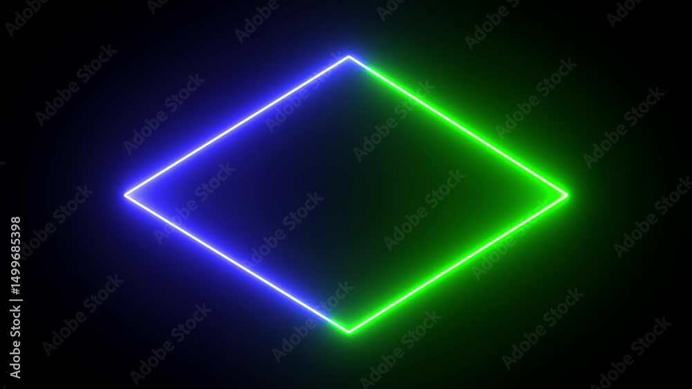 Poster neon frame for your design. animated rectangle neon glowing frame background