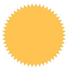Simple Graphic cartoon Sun Icon. Summer Bright Sky Weather Solar Celestial Abstract Symbol Decorative Element. Graphic Yellow Sunbeam Rays Folklore Label.