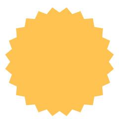 Simple Graphic cartoon Sun Icon. Summer Bright Sky Weather Solar Celestial Abstract Symbol Decorative Element. Graphic Yellow Sunbeam Rays Folklore Label.